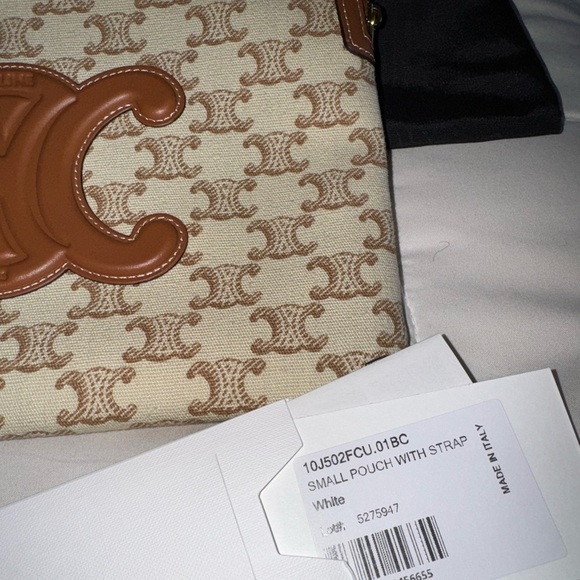 CELINE POUCH WITH STRAP CUIR TRIOMPHE IN TEXTILE WITH TRIOMPHE PRINT & CALFSKIN - Picture 2 of 10